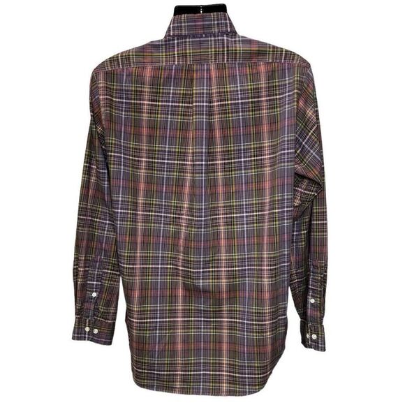 Ralph Lauren Classic Fit Plaid Oxford Shirt Size 15½‎ M Olive Pony Plum Multi - Picture 3 of 6